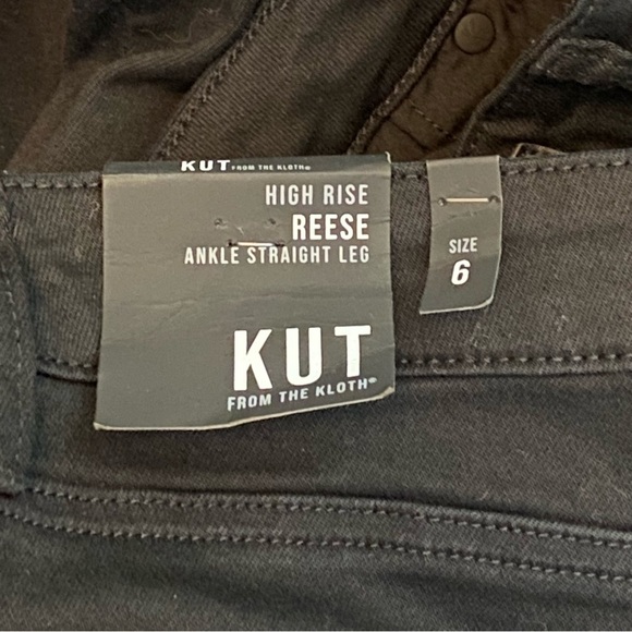 Kut From the Kloth Reese Black Button Fly High Rise Ankle Straight Leg Jeans - Picture 8 of 10